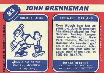 1968-69 Topps #83 John Brenneman Back