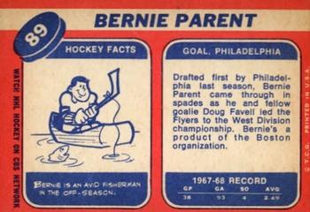 1968-69 Topps #89 Bernie Parent Back
