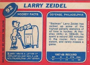 1968-69 Topps #92 Larry Zeidel Back