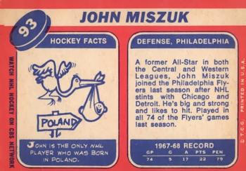 1968-69 Topps #93 John Miszuk Back