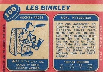 1968-69 Topps #100 Les Binkley Back