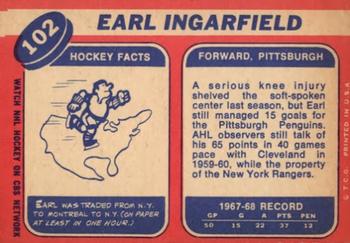 1968-69 Topps #102 Earl Ingarfield Back