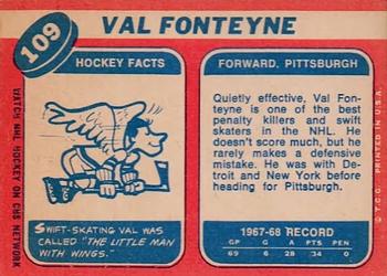 1968-69 Topps #109 Val Fonteyne Back