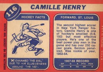 1968-69 Topps #116 Camille Henry Back