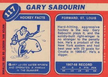 1968-69 Topps #117 Gary Sabourin Back