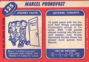 1968-69 Topps #125 Marcel Pronovost Back