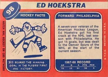 1968-69 Topps #98 Ed Hoekstra Back
