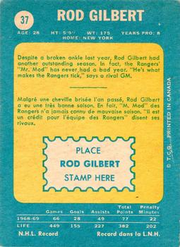 1969-70 O-Pee-Chee #37 Rod Gilbert Back