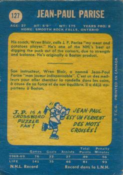 1969-70 O-Pee-Chee #127 Jean-Paul Parise Back