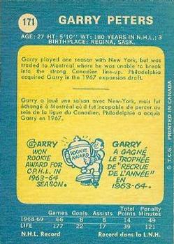 1969-70 O-Pee-Chee #171 Garry Peters Back