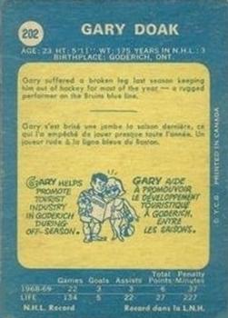 1969-70 O-Pee-Chee #202 Gary Doak Back