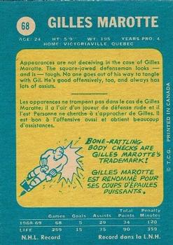 1969-70 O-Pee-Chee #68 Gilles Marotte Back