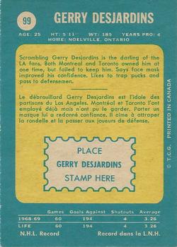 1969-70 O-Pee-Chee #99 Gerry Desjardins Back