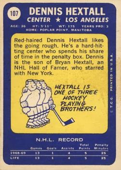 1969-70 Topps #107 Dennis Hextall Back