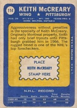 1969-70 Topps #114 Keith McCreary Back
