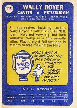 1969-70 Topps #118 Wally Boyer Back