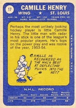 1969-70 Topps #17 Camille Henry Back