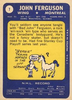 1969-70 Topps #7 John Ferguson Back