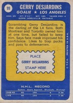 1969-70 Topps #99 Gerry Desjardins Back
