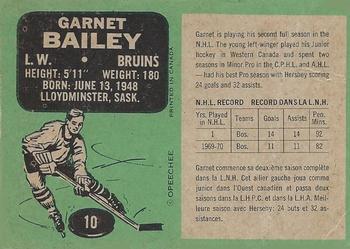 1970-71 O-Pee-Chee #10 Garnet Bailey Back