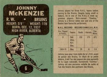 1970-71 O-Pee-Chee #6 Johnny McKenzie Back