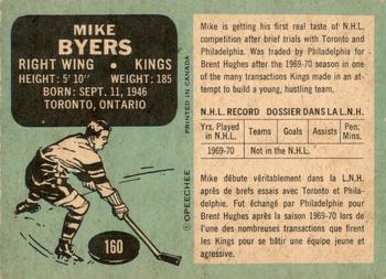 1970-71 O-Pee-Chee #160 Mike Byers Back