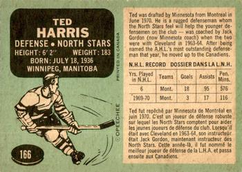 1970-71 O-Pee-Chee #166 Ted Harris Back