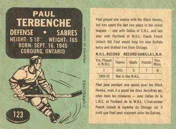 1970-71 O-Pee-Chee #123 Paul Terbenche Back