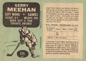 1970-71 O-Pee-Chee #125 Gerry Meehan Back