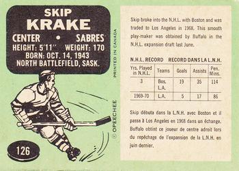 1970-71 O-Pee-Chee #126 Skip Krake Back