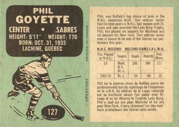 1970-71 O-Pee-Chee #127 Phil Goyette Back