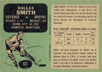 1970-71 O-Pee-Chee #137 Dallas Smith Back