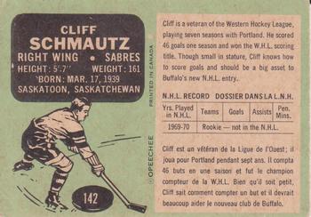 1970-71 O-Pee-Chee #142 Cliff Schmautz Back