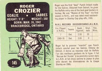 1970-71 O-Pee-Chee #145 Roger Crozier Back