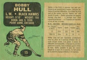 1970-71 O-Pee-Chee #15 Bobby Hull Back