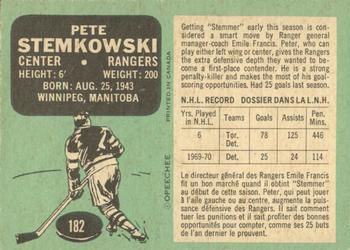 1970-71 O-Pee-Chee #182 Pete Stemkowski Back