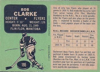 1970-71 O-Pee-Chee #195 Bob Clarke Back