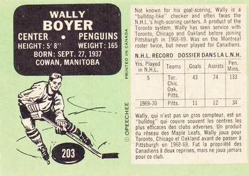 1970-71 O-Pee-Chee #203 Wally Boyer Back