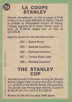 1970-71 O-Pee-Chee #254 The Stanley Cup Back