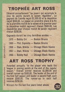 1970-71 O-Pee-Chee #262 Art Ross Trophy Back