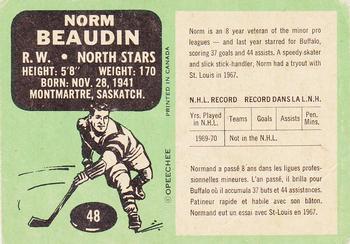1970-71 O-Pee-Chee #48 Norm Beaudin Back