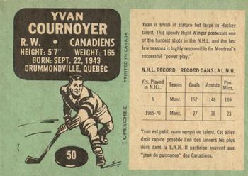 1970-71 O-Pee-Chee #50 Yvan Cournoyer Back