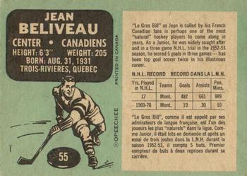 1970-71 O-Pee-Chee #55 Jean Beliveau Back