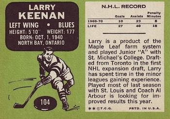 1970-71 Topps #104 Larry Keenan Back