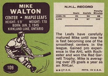 1970-71 Topps #109 Mike Walton Back