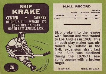 1970-71 Topps #126 Skip Krake Back