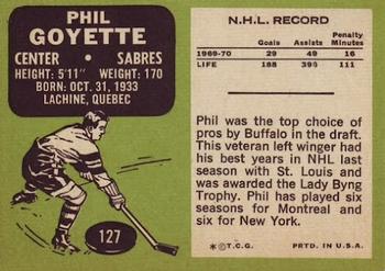 1970-71 Topps #127 Phil Goyette Back