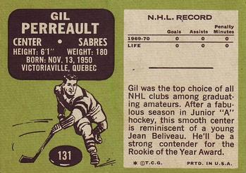 1970-71 Topps #131 Gil Perreault Back