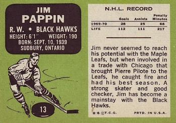1970-71 Topps #13 Jim Pappin Back