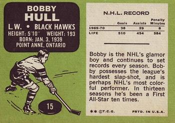 1970-71 Topps #15 Bobby Hull Back